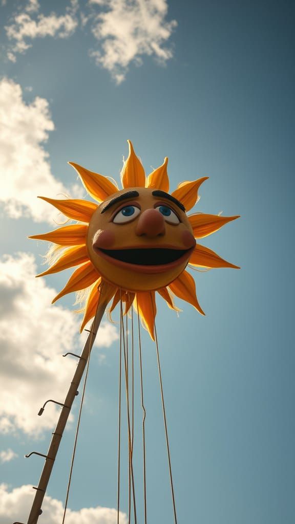 Hyperrealistic Sun with Muppet Puppet Human Face