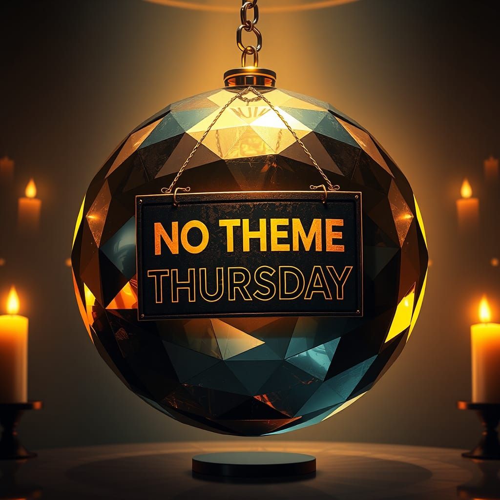 Metallic Orb Sign in Cubist Art Deco Style