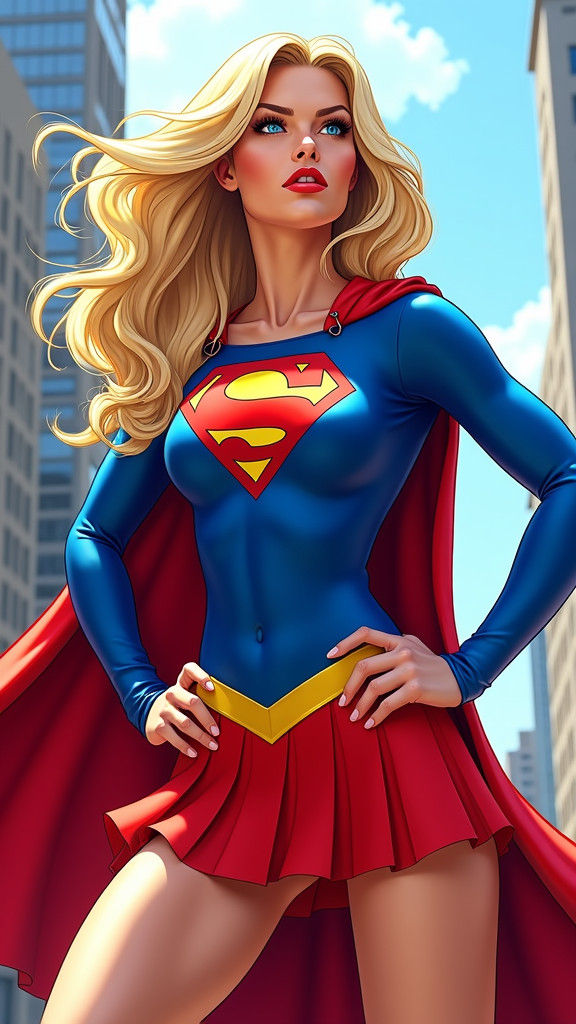 Supergirl in Latex Suit, Comic Book Style