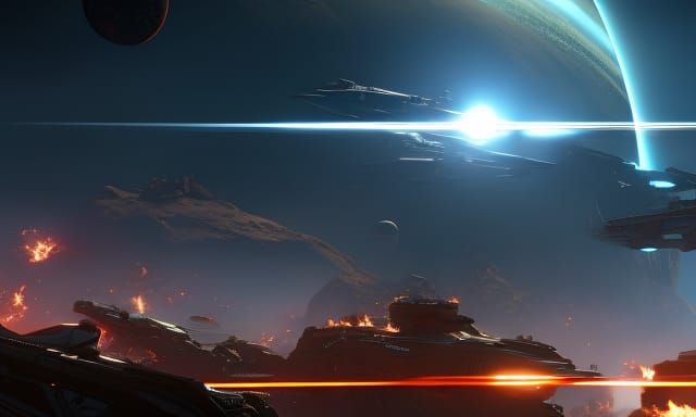 Star Citizen Starships and Planets in Space