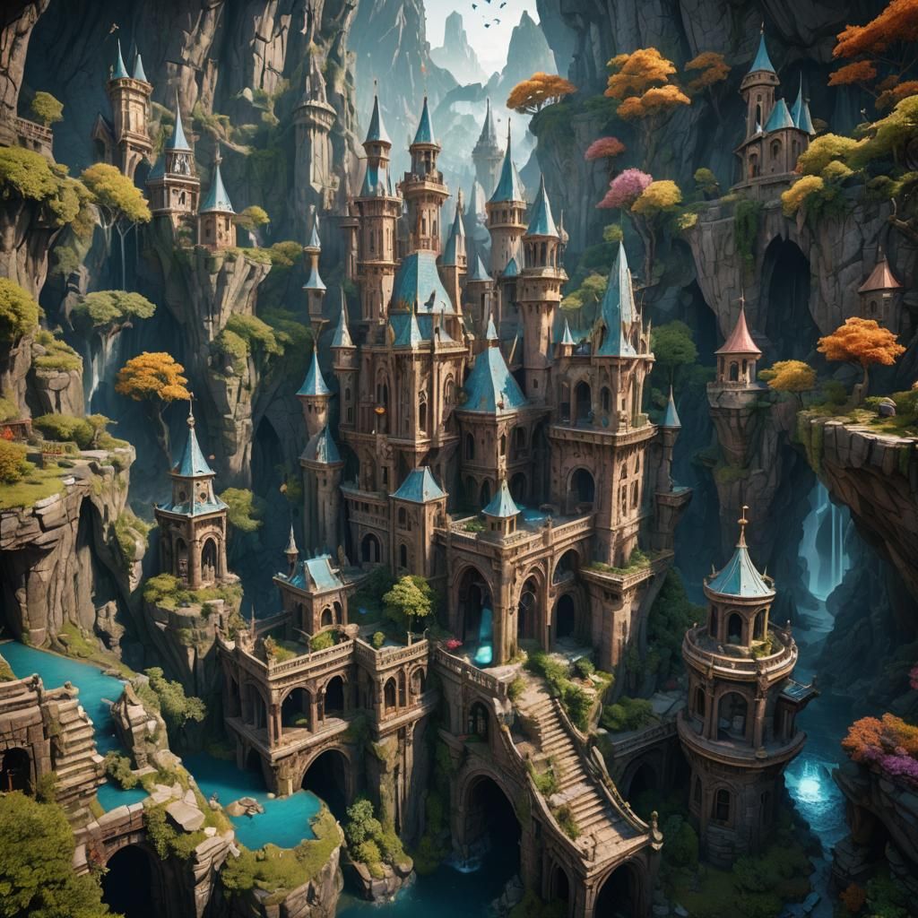 Detailed Fantasy Cityscape in Deep Color