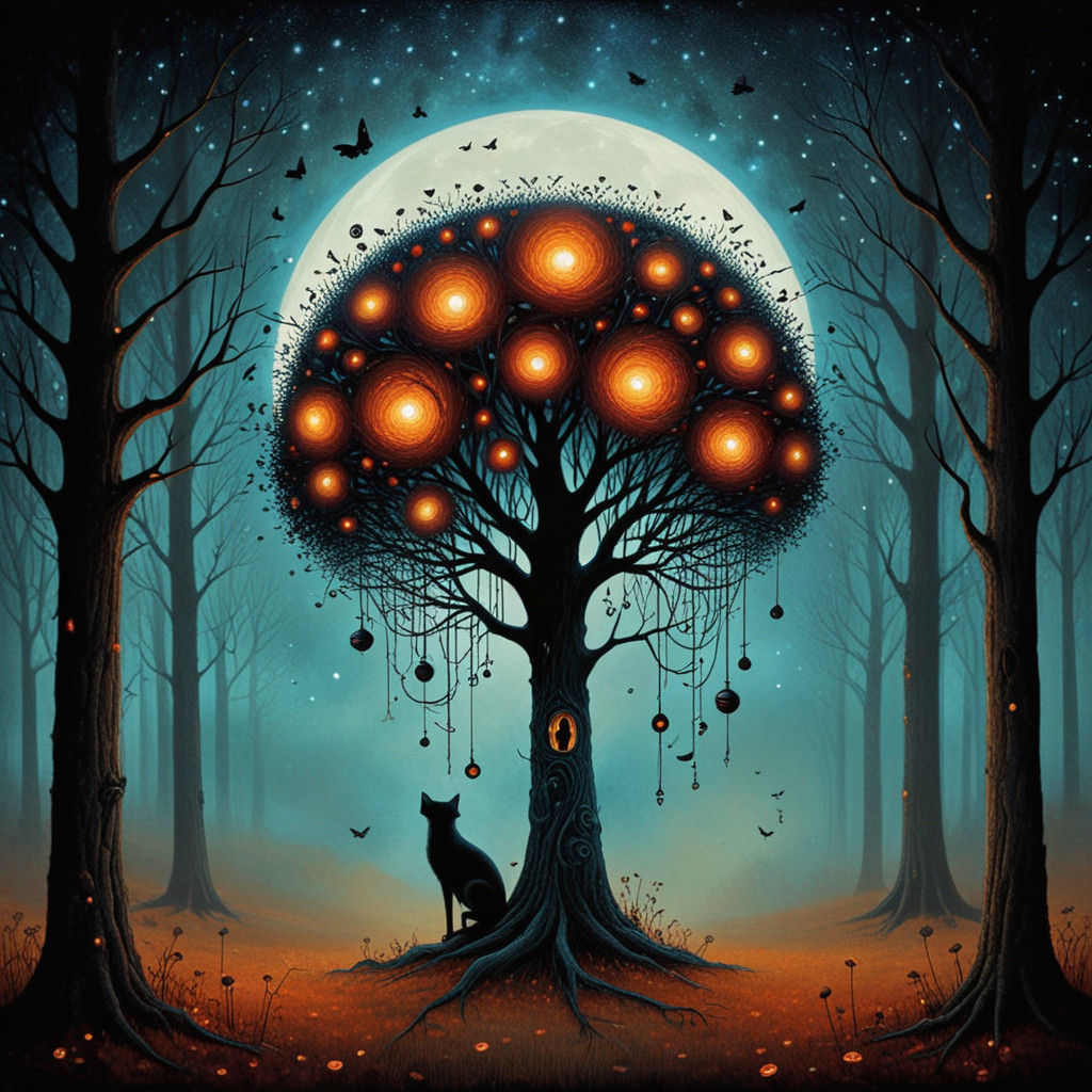 Whimsical Forest Spirit in Vibrant Colors