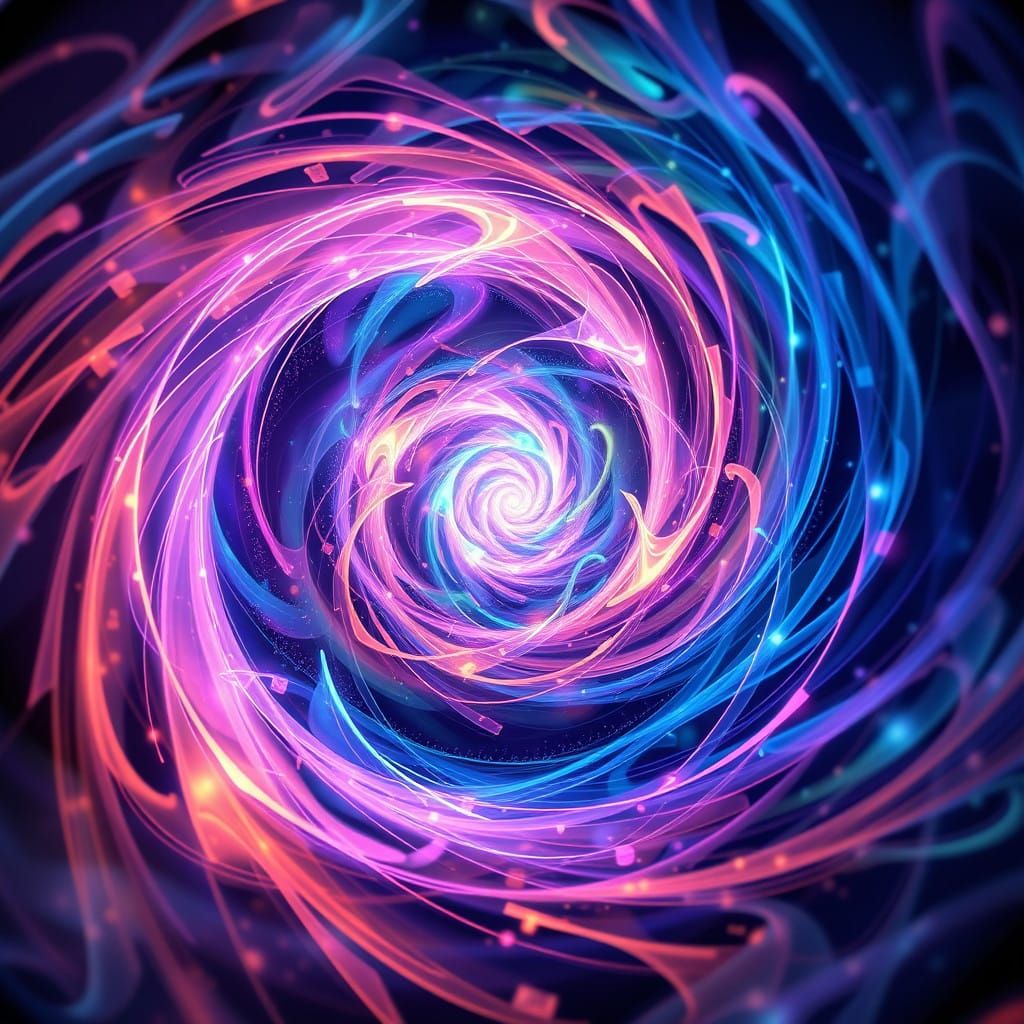 Spiraling Vortex in Iridescent Abstract Art, Fantasy Concept