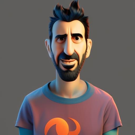 Serj Tankian as Pixar-Style 3D Digital Art