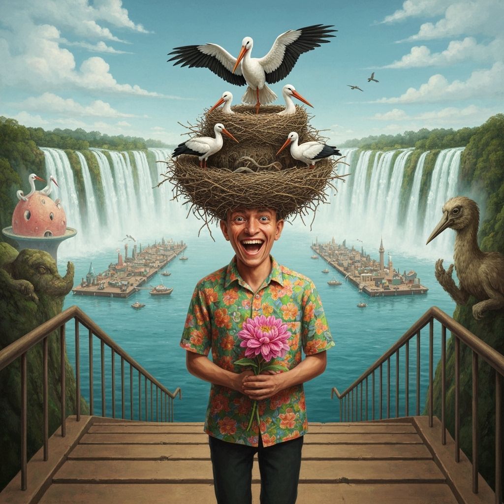 Floating Utopian City in Hieronymus Bosch Style