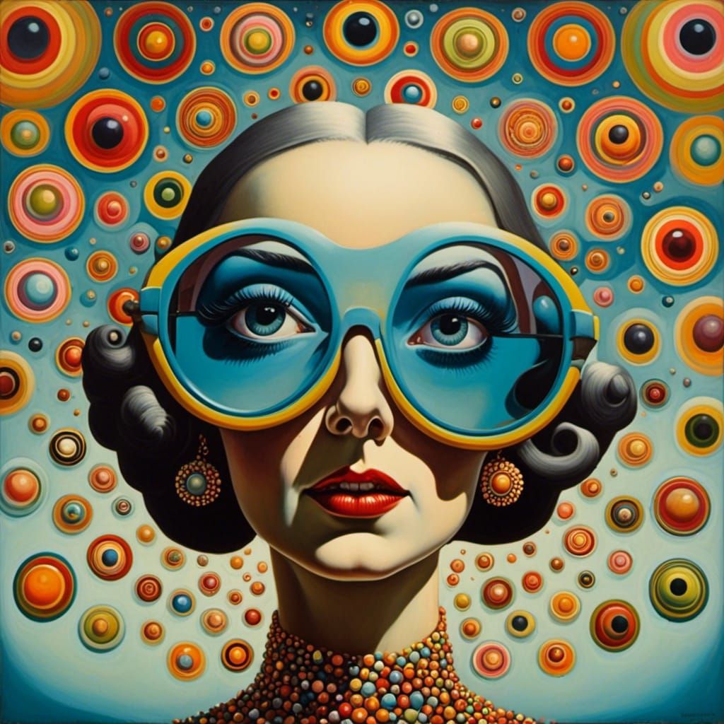 Psychedelic Old Woman Portrait in Pop Surrealism