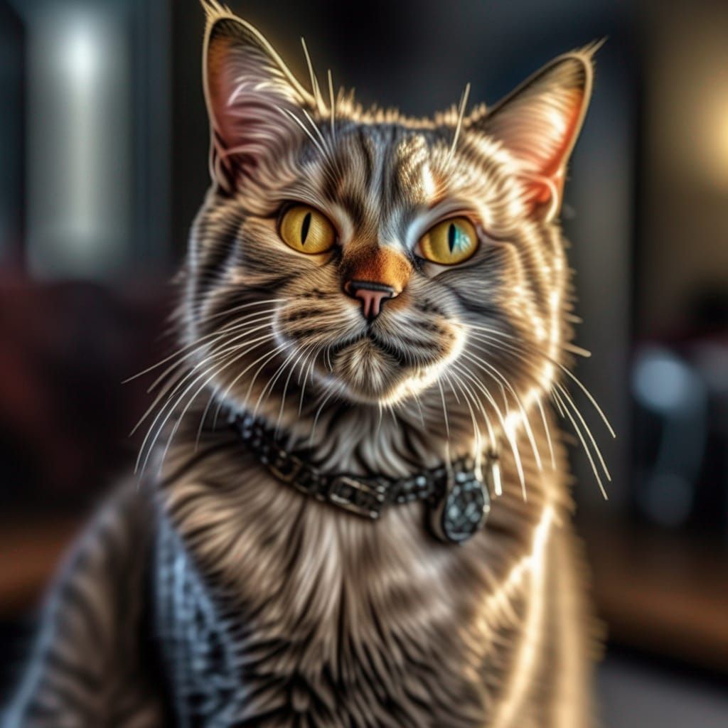 Metallic Cat in Photorealistic 8K Resolution