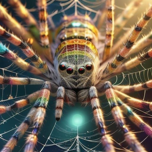 Prism Spider on Ever-Web in Oil Painting Style