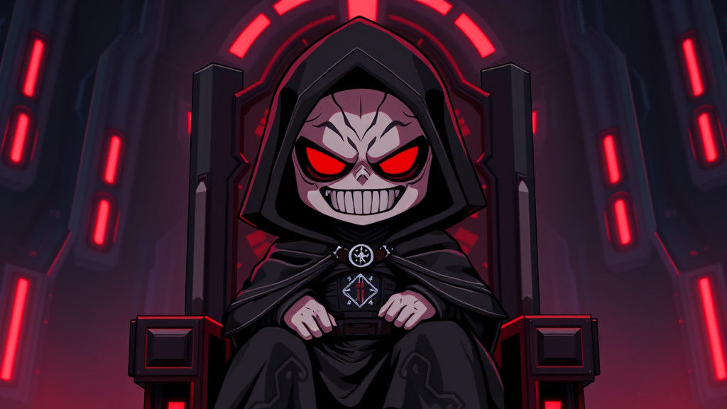 Chibi Emperor Palpatine on Death Star Throne as 3D Anime