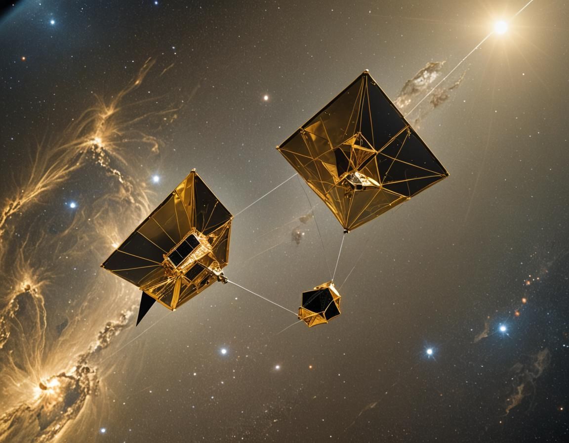 Gold Solar Kite Spacecraft Reflecting Sunlight