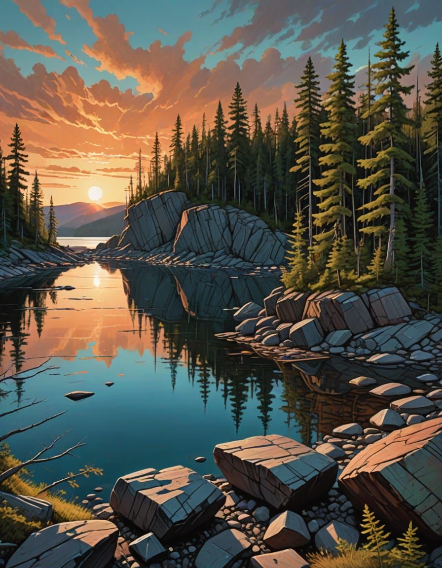 Cyberpunk-Infused Fantasy Landscape with Sentient Landform