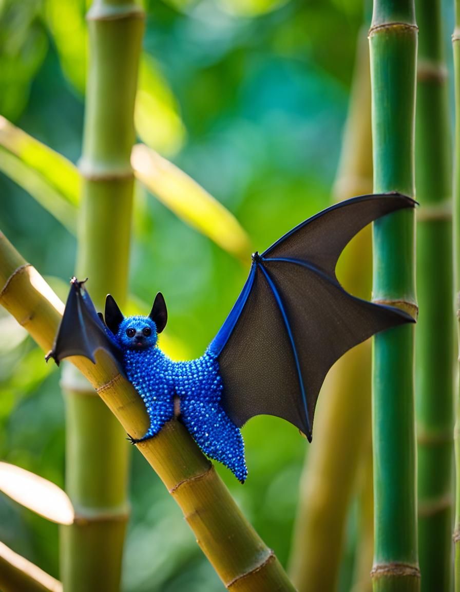 Bedazzled Blue Bat on Bamboo Beach