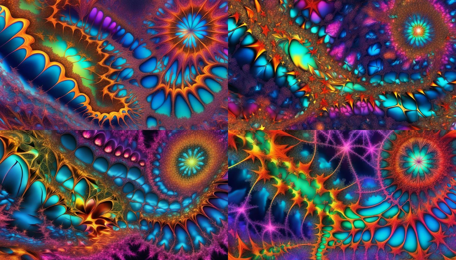 Psychedelic Star Fractal in Bioluminescent Colors
