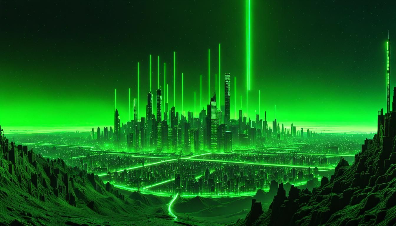 Cyberpunk Matrix Landscape with Dripping Neon Code