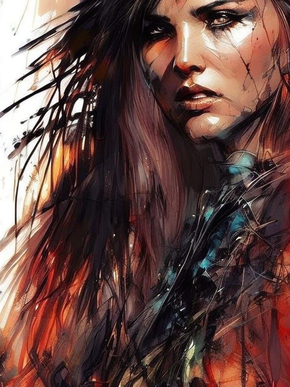 Xena Warrior Princess Portrait in Oil