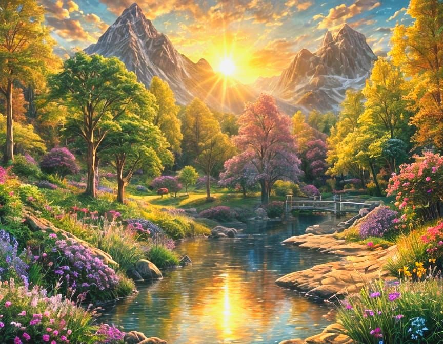 Serene Aquamarine Dreamscapes in Vibrant Gemstone Colors