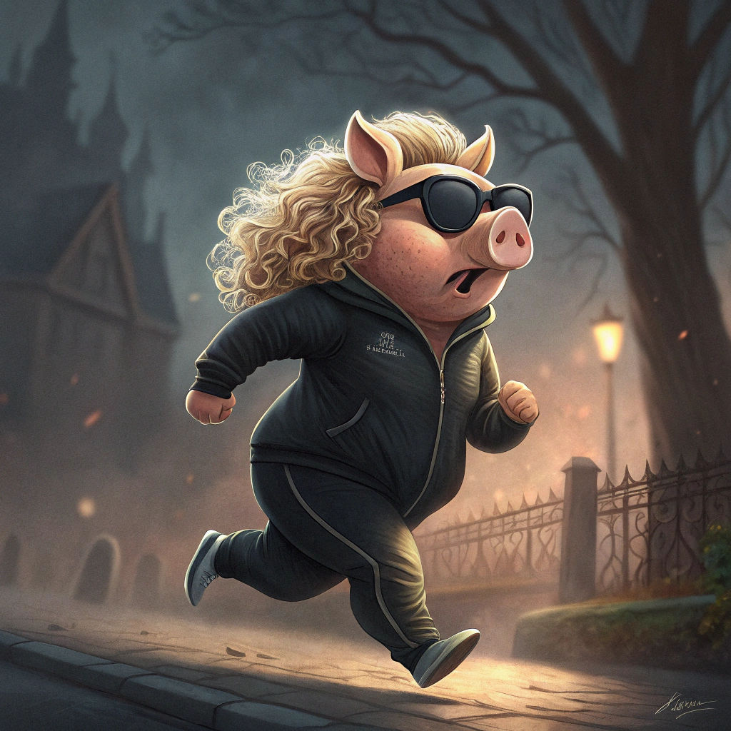 Miss Piggy's Gothic Jog: A Dynamic AI Image