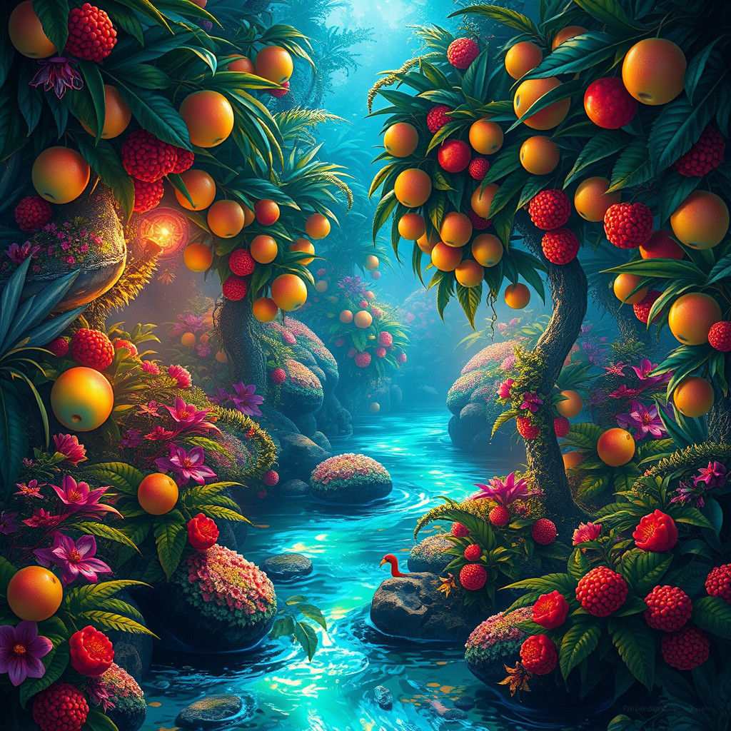 Utopian Paradise: Iridescent Gardens and Crystal Rivers