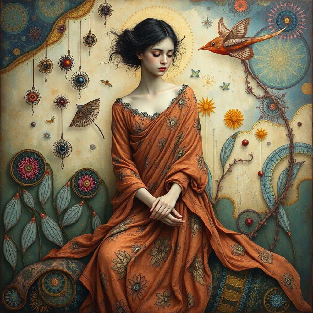 Ethereal Figure in Cosmic Landscape