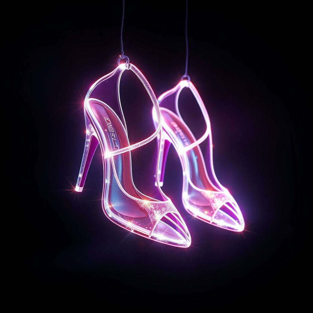 Luminous High Heels Crafted from Light Rays