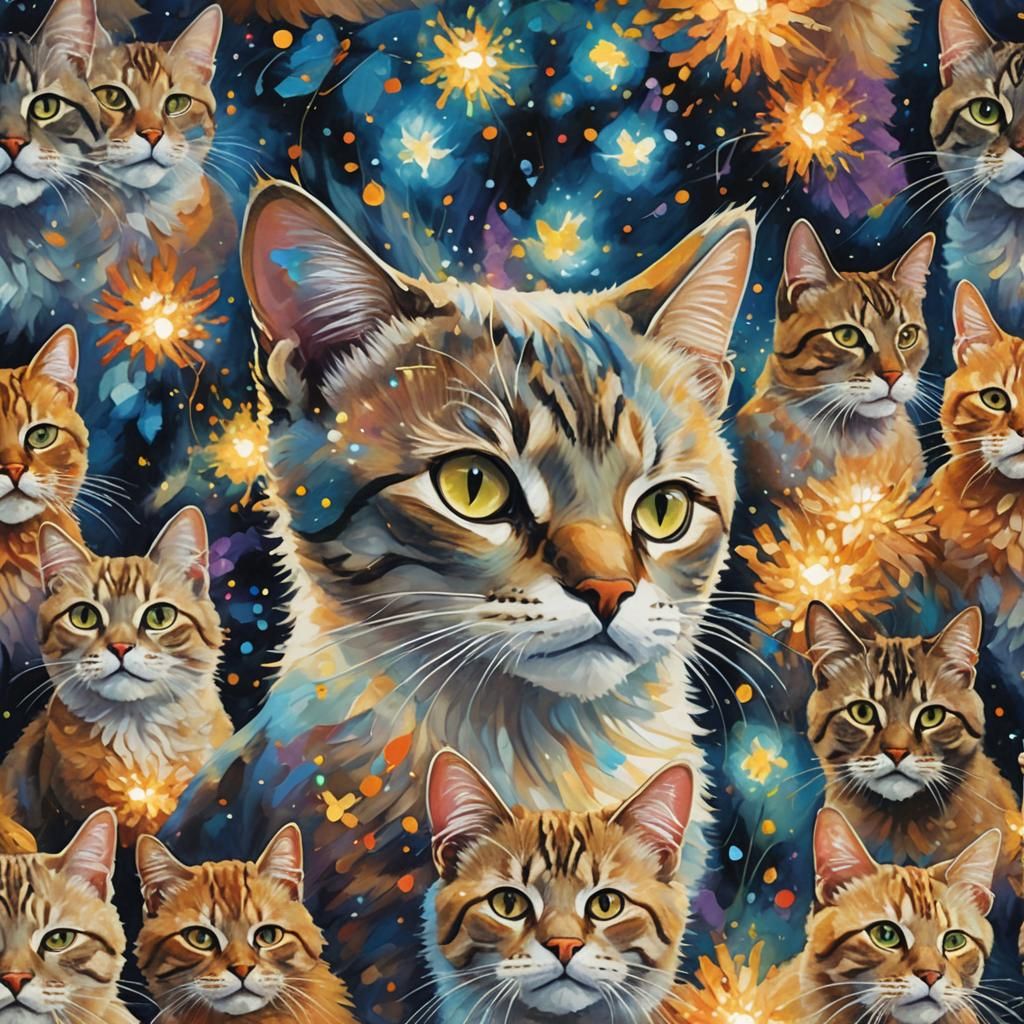 Luminous Cat: Ethereal Digital Art