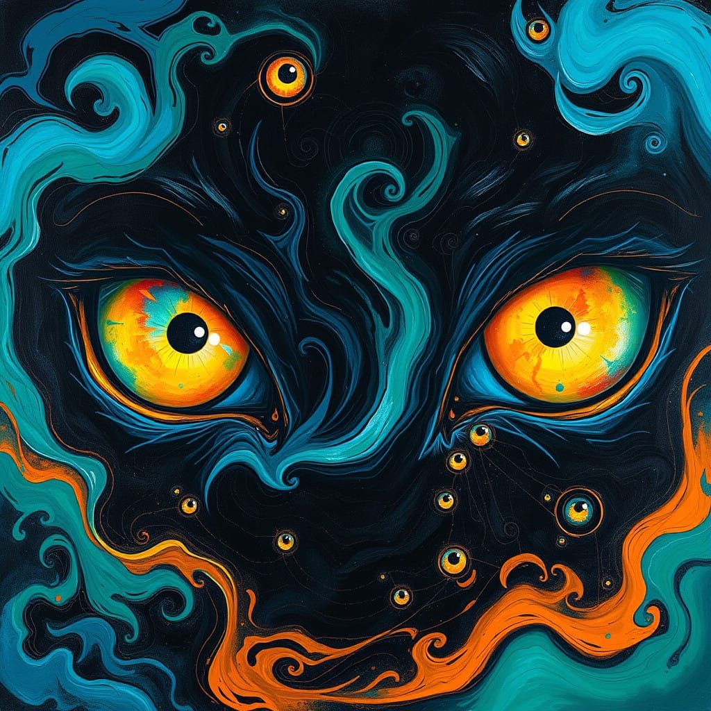 Ethereal Dreamscapes: Turquoise and Amber Eyes