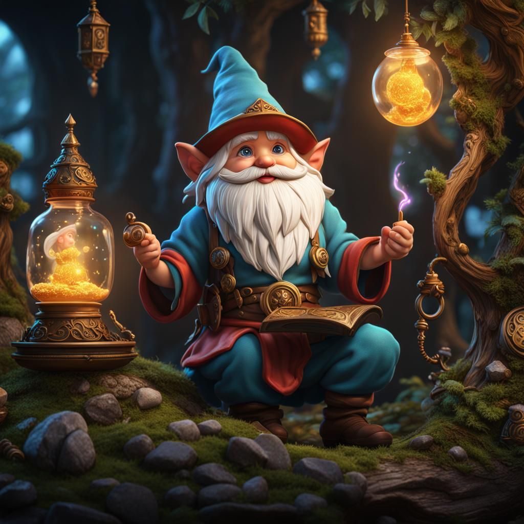 Gnome Inventor in Detailed Matte Painting Style