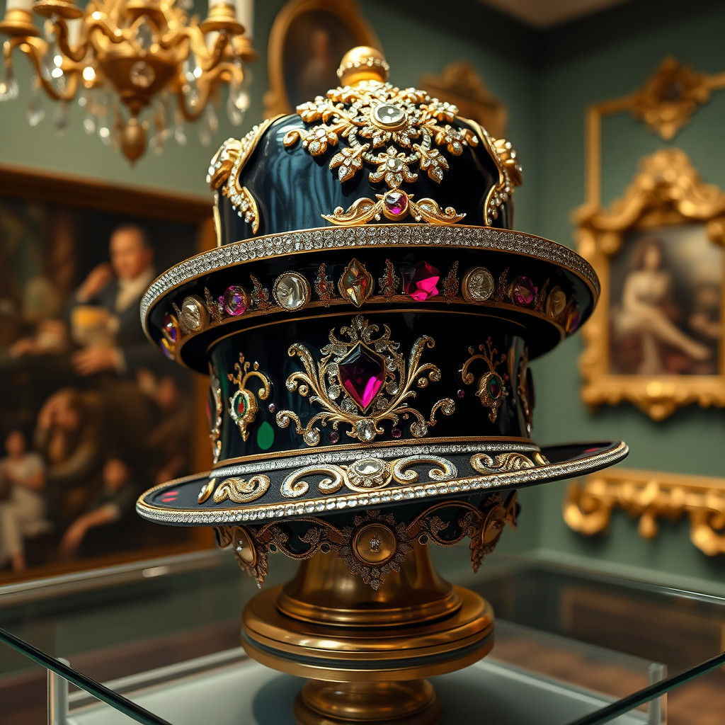 Luxurious Bowler Hat on Display in Opulent Gallery