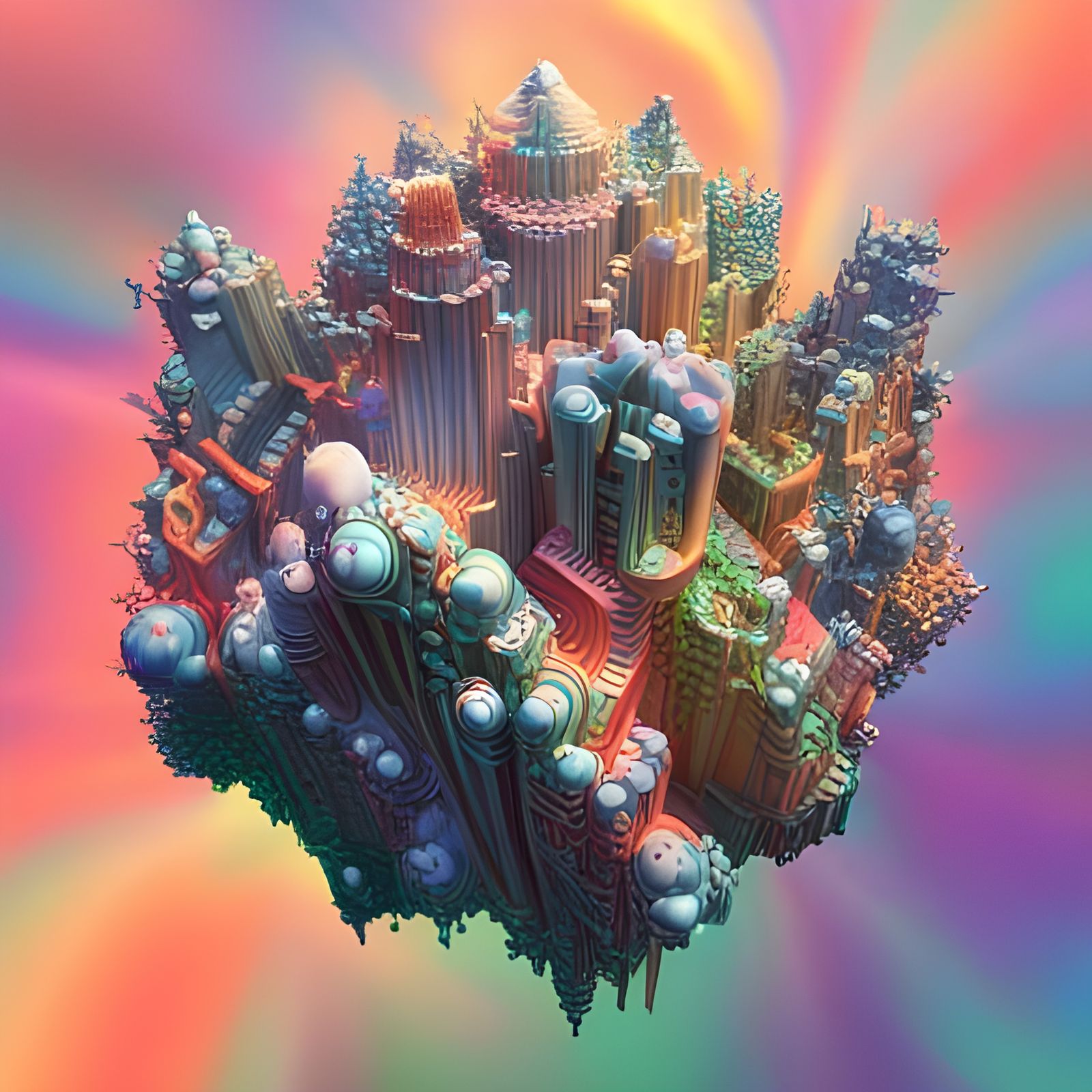 Ethereal Crystalline Liquid Metal 3D Render