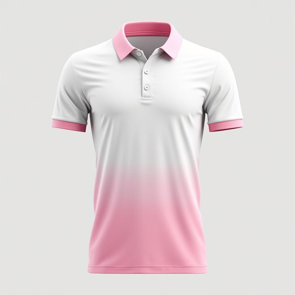 Sleek White Polo Shirt with Soft Pink Accents in Modern Mini...