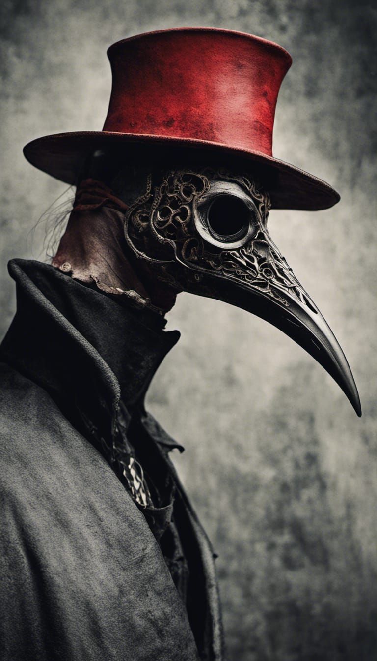 Macabre Plague Doctor in Dystopian Setting