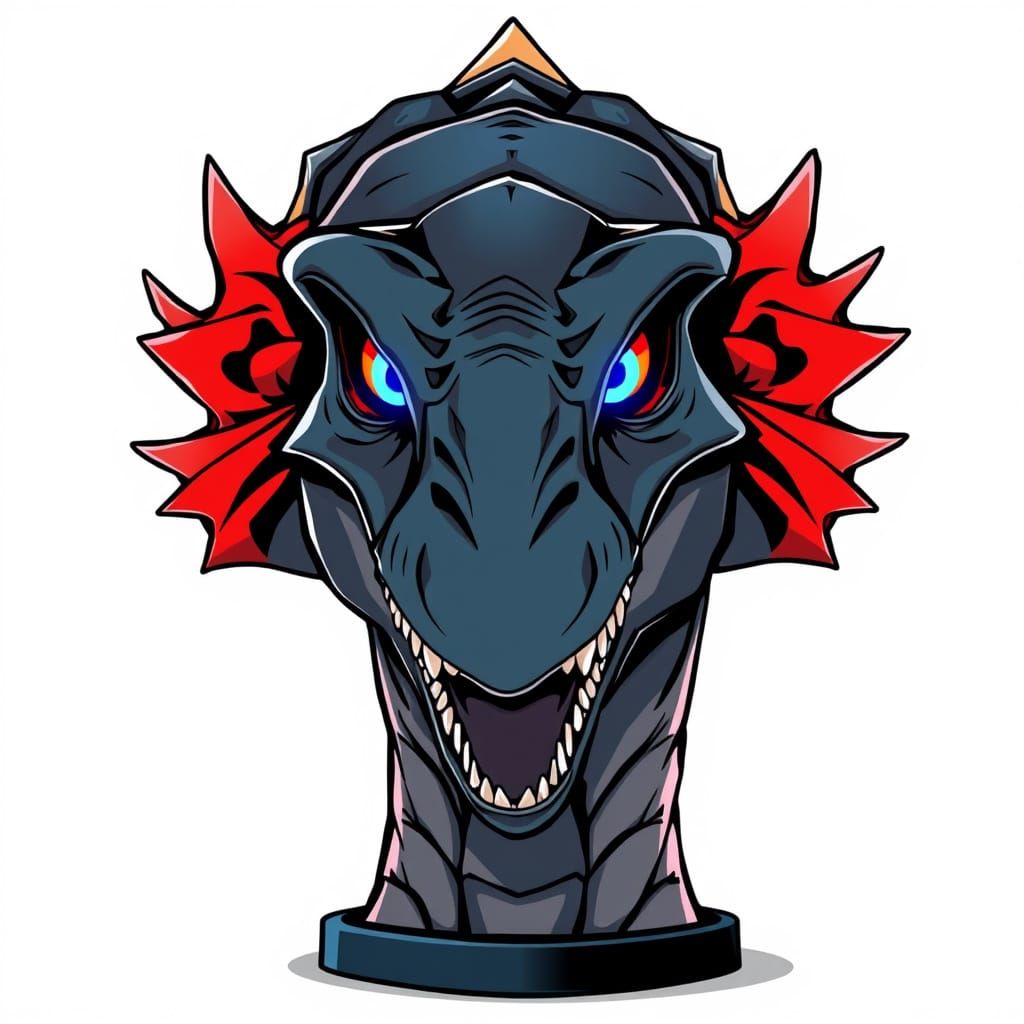 Anime Dinosaur Bust with Glowing Eyes