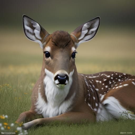 Deer in Green Grass: Wildlife Photography Portrait