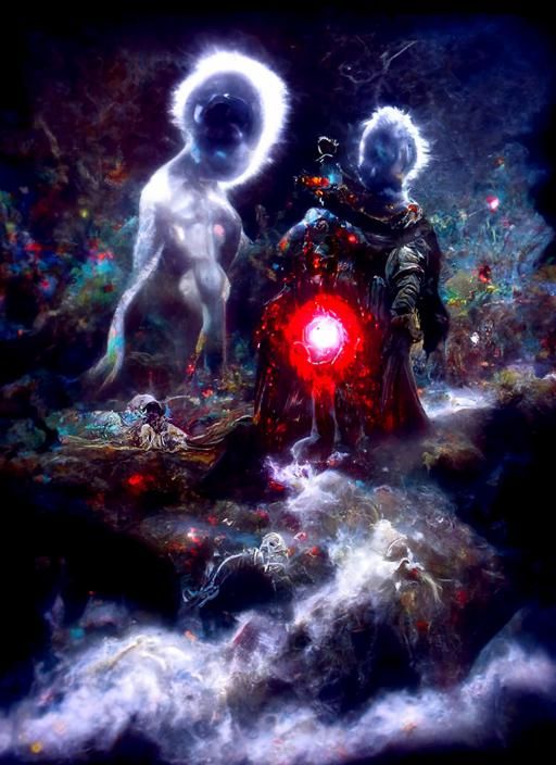 Anshar and Demiurge in Quantum Realm: Cosmic Horror