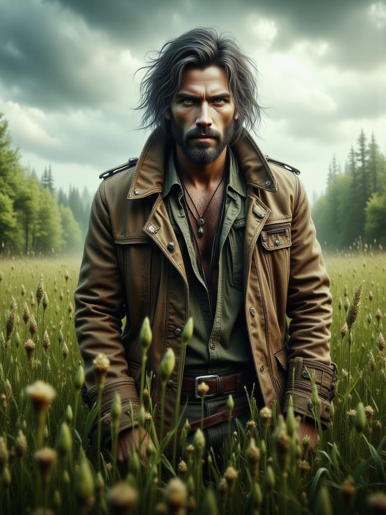 Soulful Singer in a Lush Field