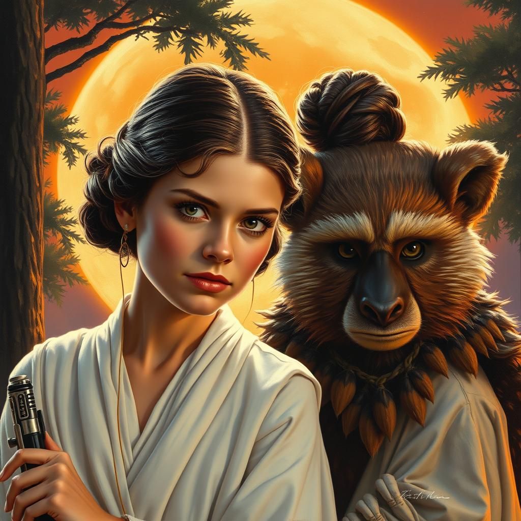 Princess Leia and Wicket Portrait on Endor