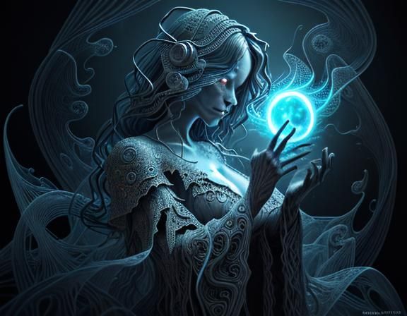 Cosmic Abstract Ghostly Figures in Dark Fantasy Style