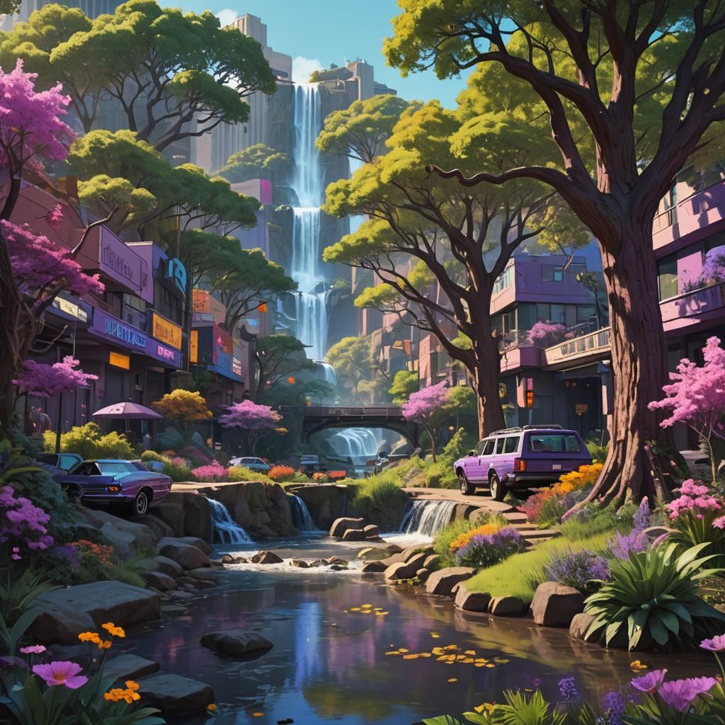 Utopian Texas Cityscape with Lush Sci-Fi Elements