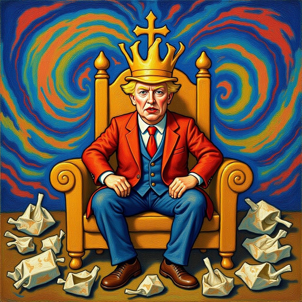 Surreal Taco Chicken Clown Emperor in Impasto Style