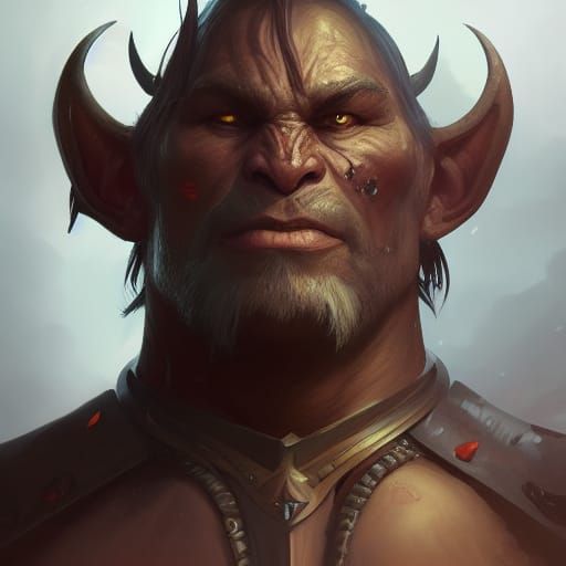 Fantasy Orc Warrior Portrait in Digital Art Style