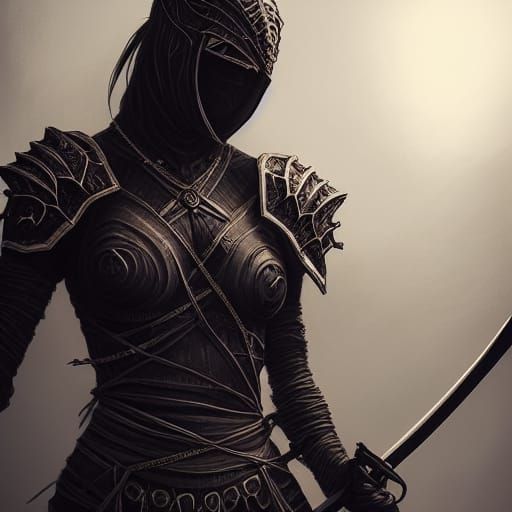 Daedric Ninja with Katana: Digital Illustration