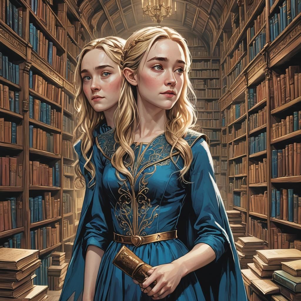 Saoirse Ronan as Elf in Fantasy Library, Comic Art