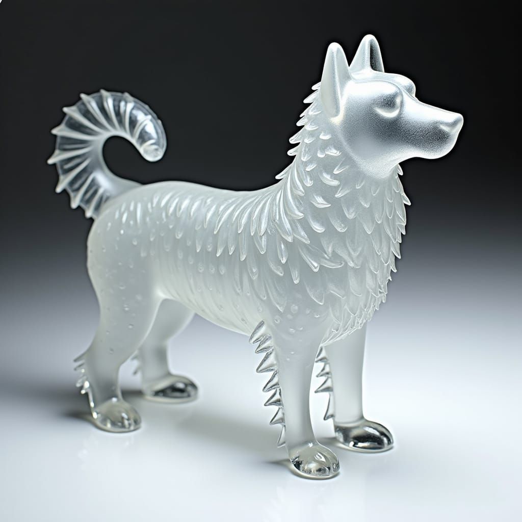 Crystal Clear Glass Dog Sculpture