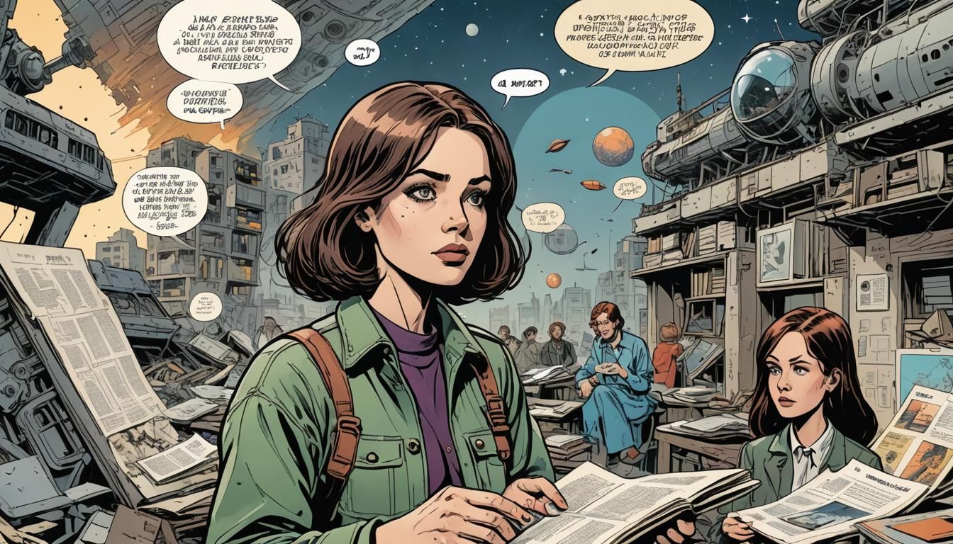 Retro-Futuristic Polish Comic Book Scene with Neon Hues