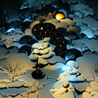 Night Snowfall Scene with Dark Light