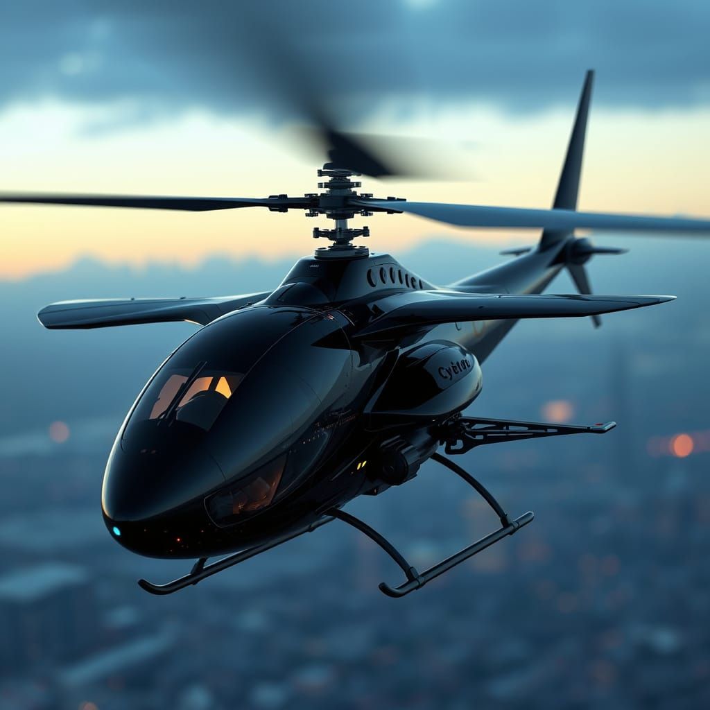 Sleek Black Helicopter Inspired by Hummingbird Aerodynamics