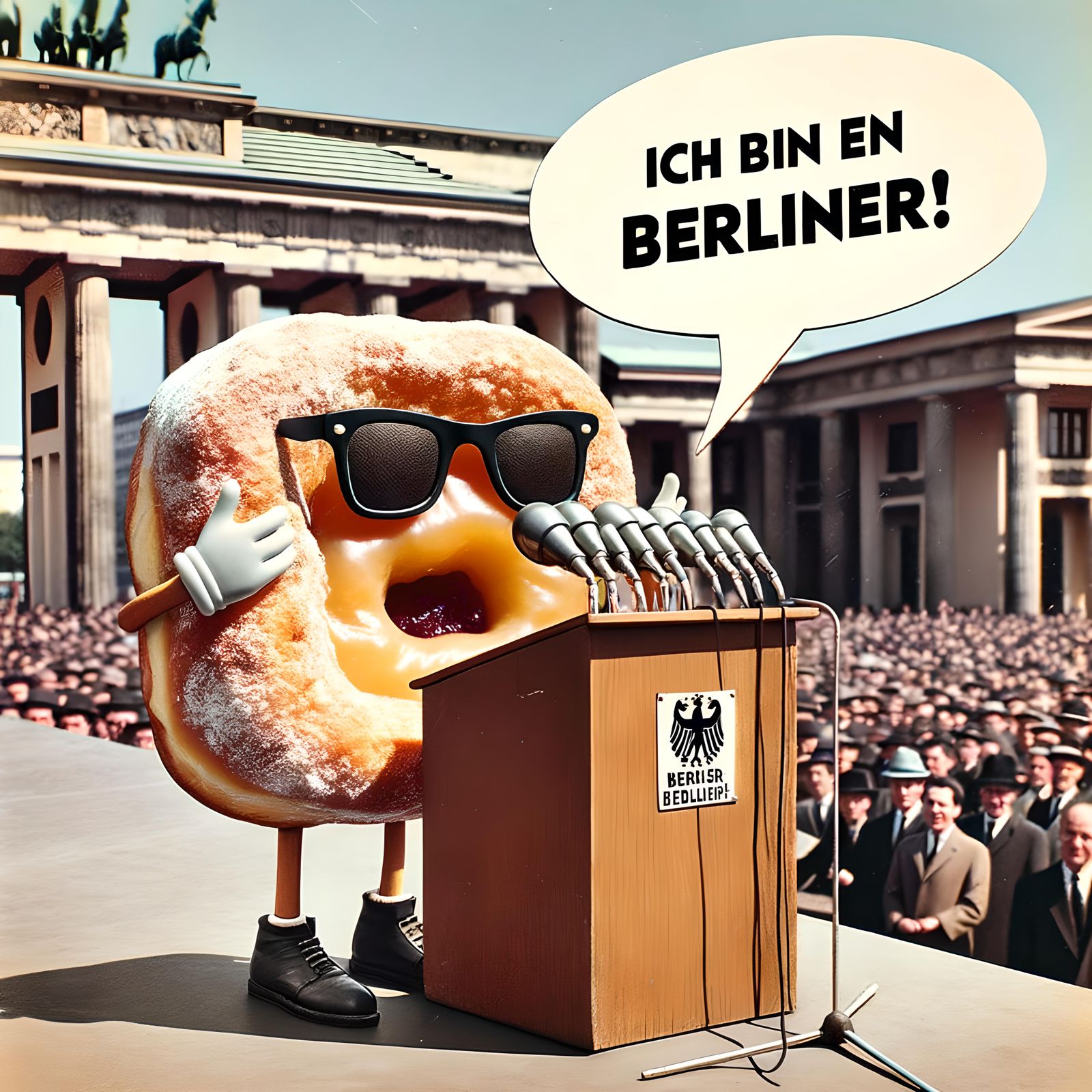Anthropomorphic Berliner Delivers Famous Speech in Berlin