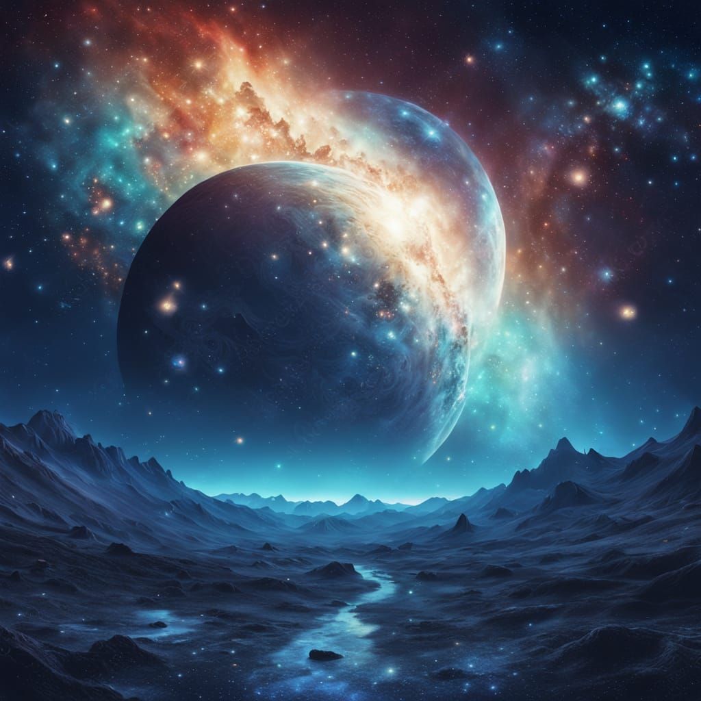 Cosmic Starry Sky in Vibrant Digital Art