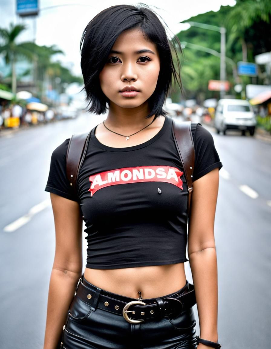 Young Indonesian Woman in City Street Photo
