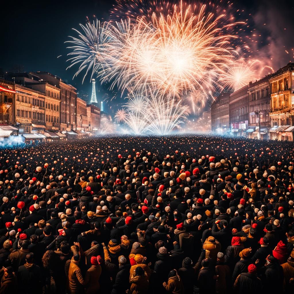 Detailed New Year Celebration with Happy People